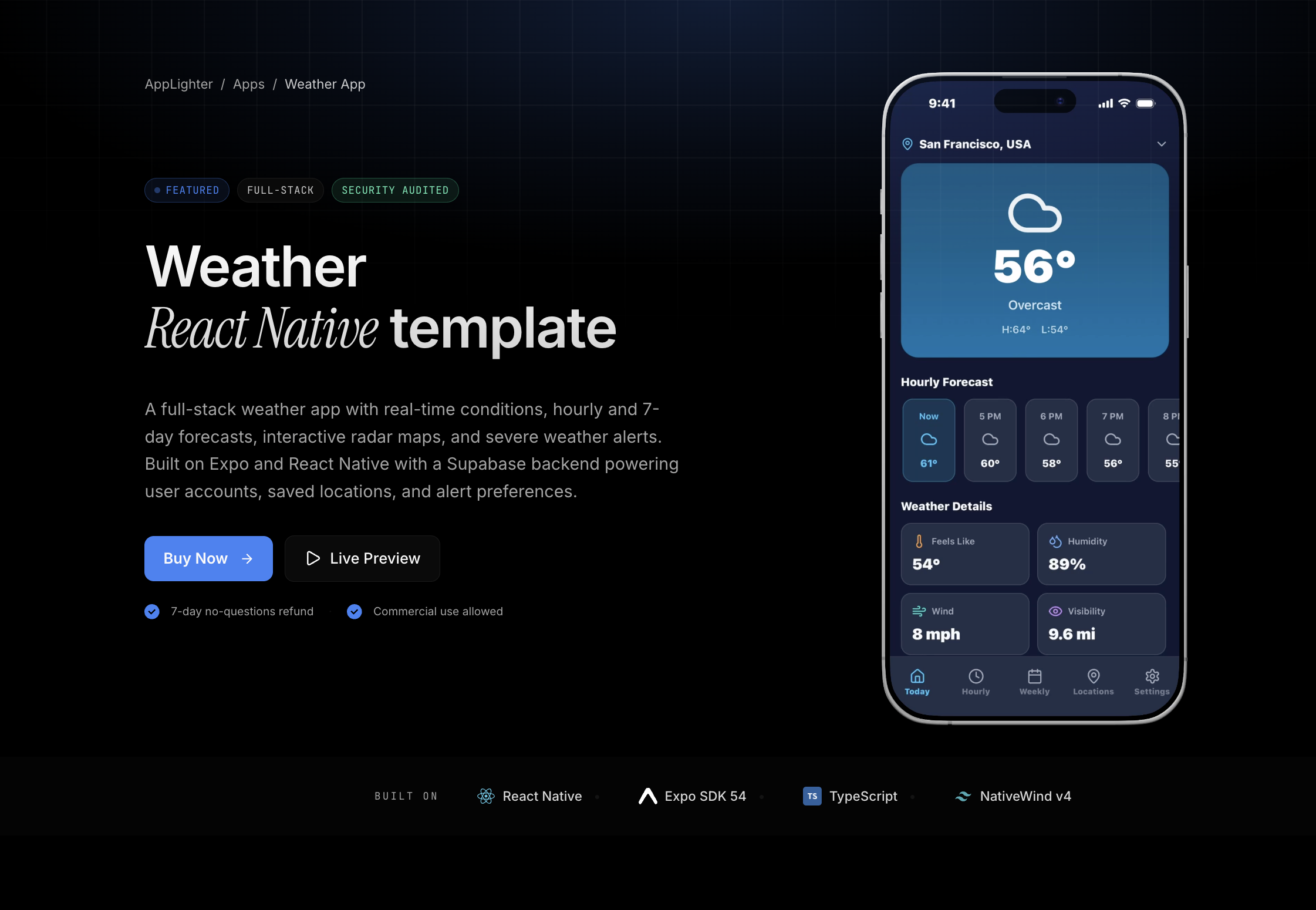 Weather App - React Native App Template