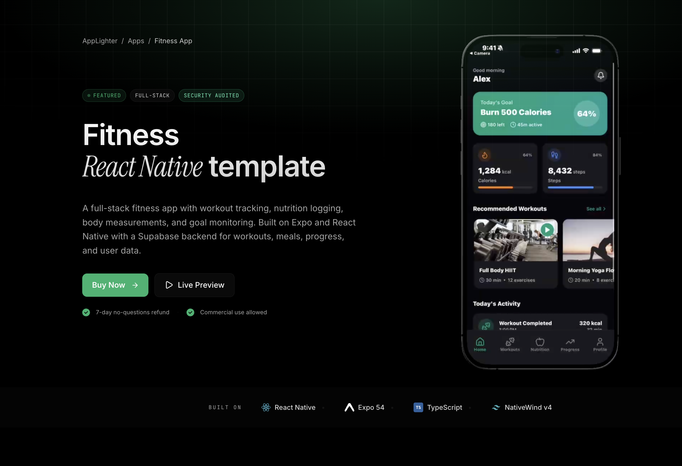 Fitness App - React Native App Template