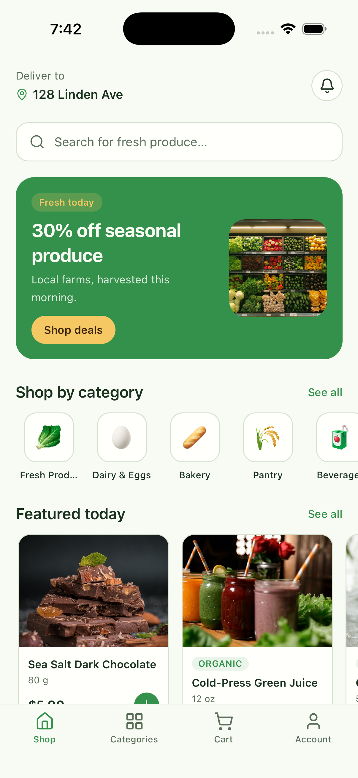 Fresh Pantry — Grocery Delivery App mobile app preview